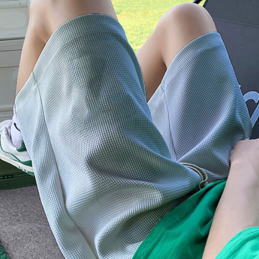 아이엠비오 IM 트레이닝 운동 헬스 반 바지 와플 팬츠 남성 그레이 학교체육복바지 체육복반바지