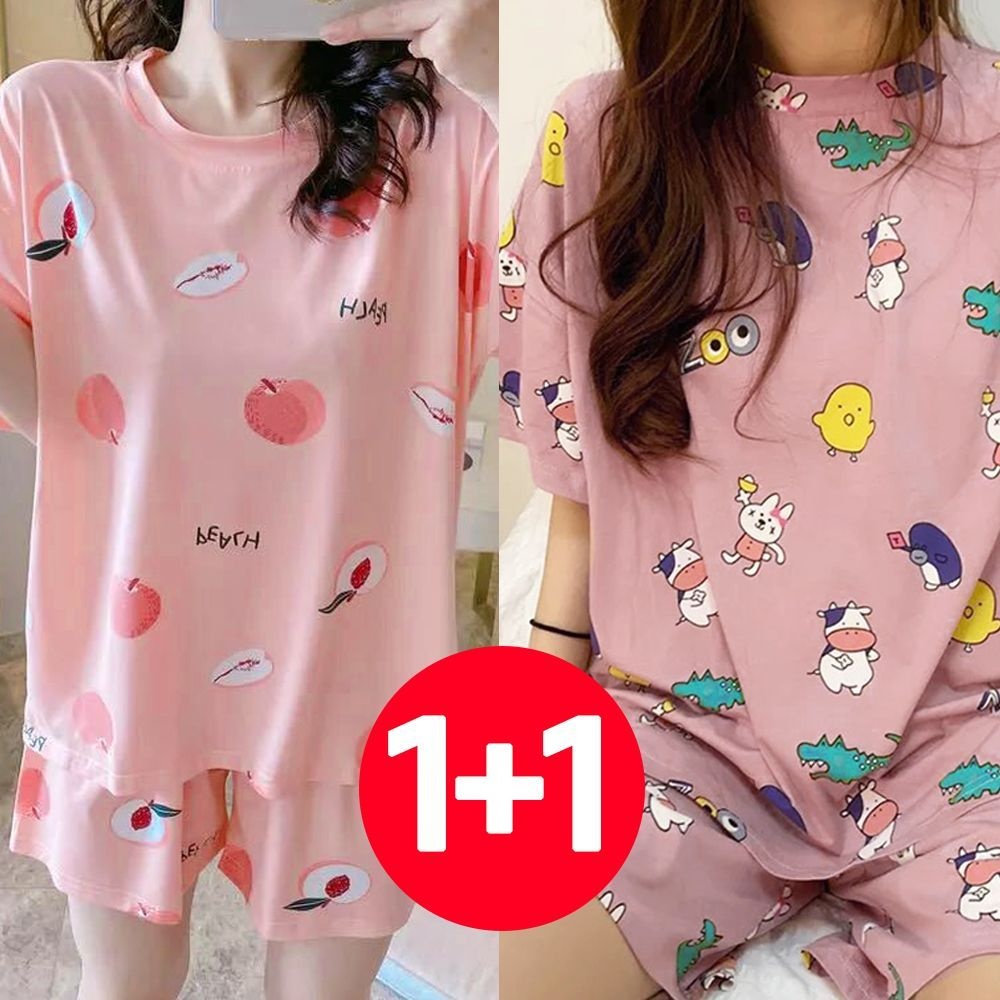 아이엠비오 IM 여성 반팔 반바지 여름 잠옷 세트 2개 복숭아인디핑크 여성잠옷 반팔잠옷