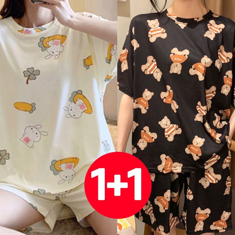 아이엠비오 IM 여성 반팔 반바지 여름 잠옷 세트 2개 블랙베어 토끼 여성잠옷 예쁜잠옷