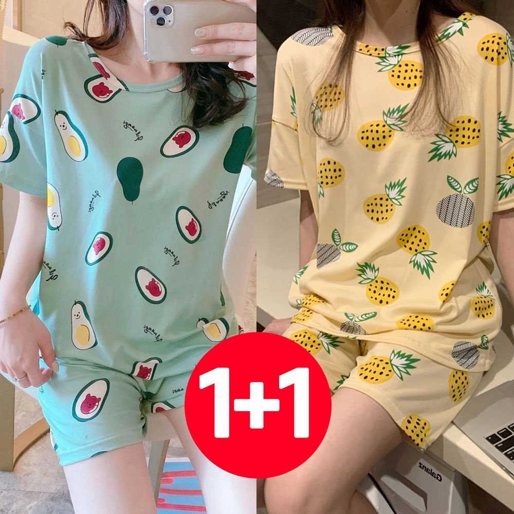 아이엠비오 IM 여성 반팔 반바지 여름 잠옷 세트 2개 베어카도 파인 귀여운잠옷 반팔파자마