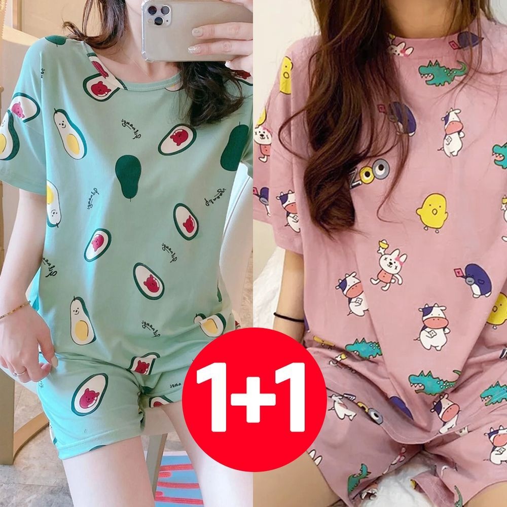 아이엠비오 IM 여성 반팔 반바지 여름 잠옷 세트 2개 베어카도 핑크 귀여운잠옷 반팔파자마