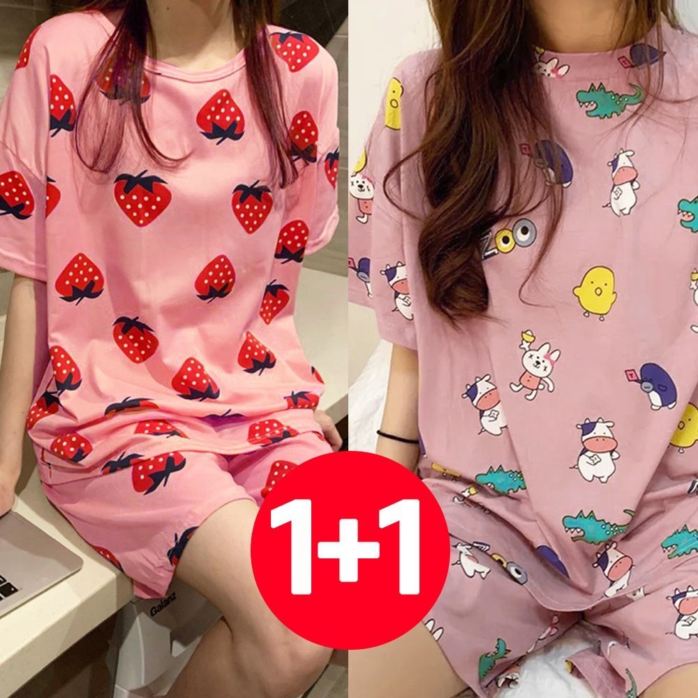 아이엠비오 IM 여성 반팔 반바지 여름 잠옷 세트 2개 베리 인디핑크 반팔파자마 여성잠옷세트