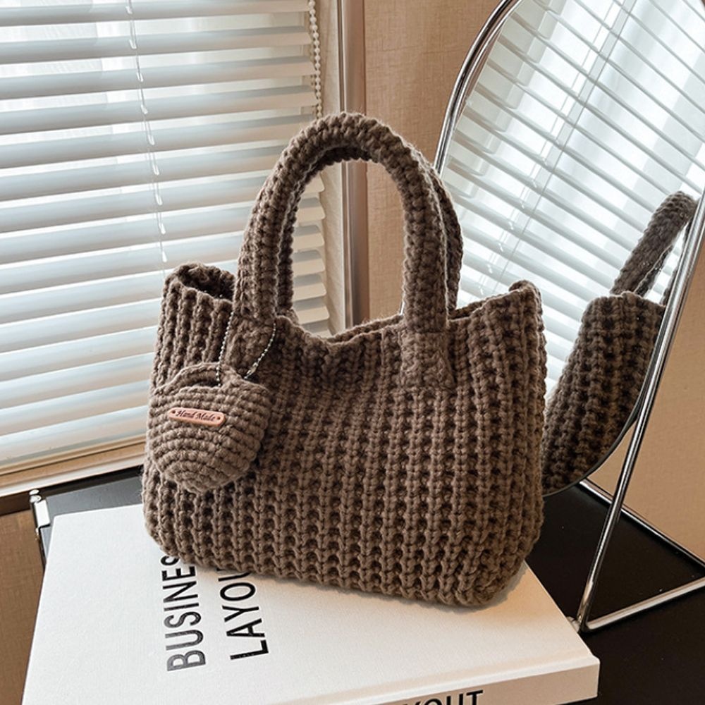 아이엠비오 IM 여성 니트 손 가방 미니 가벼운 토트 백 커피 스몰토트백 여성미니손가방