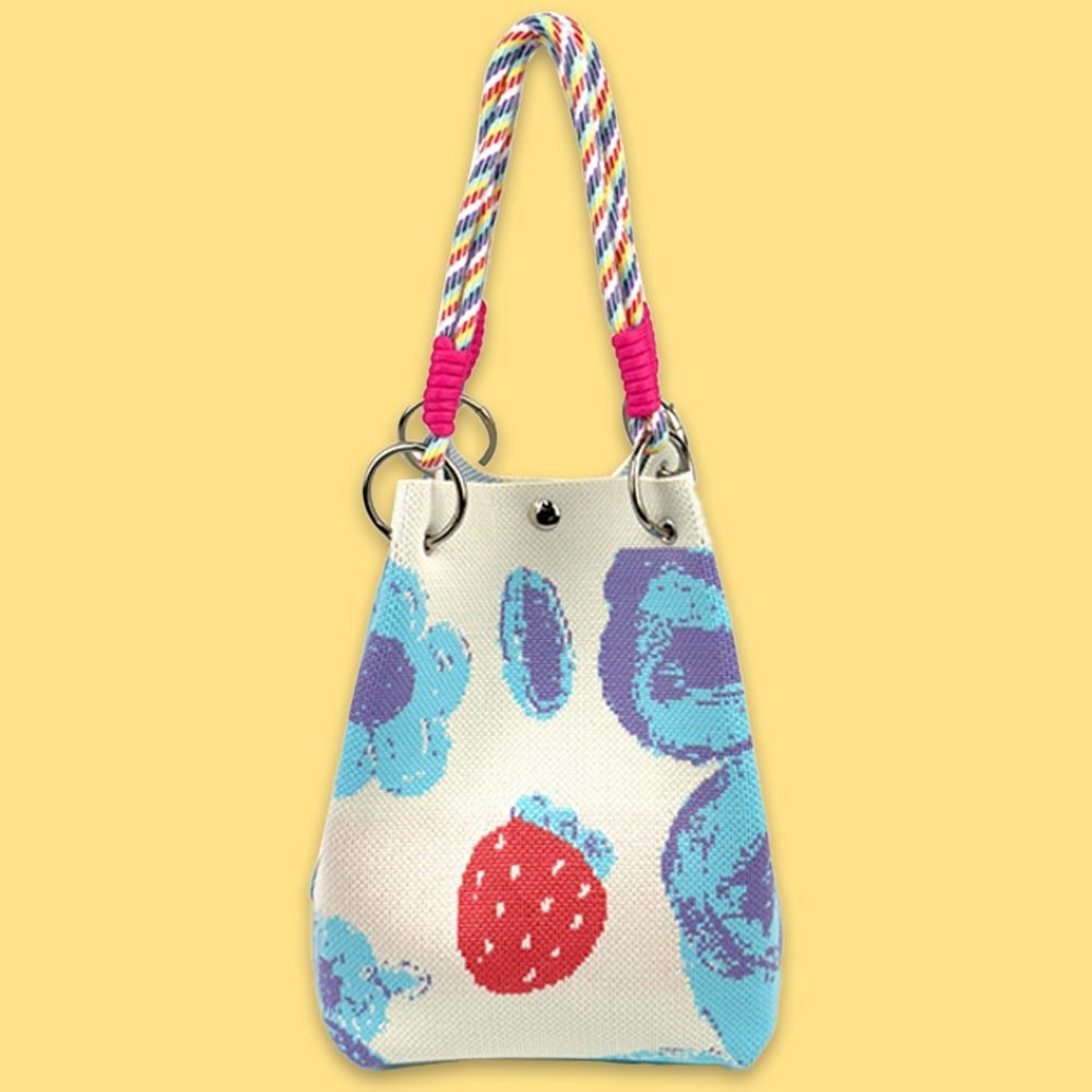 아이엠비오 IM 여성 미니 토트 백 작은 니트 손 가방 스카이딸기 여성미니손가방 미니핸드백