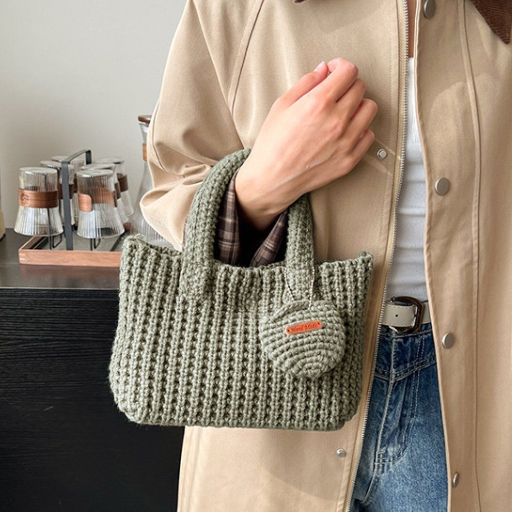 아이엠비오 IM 여성 니트 손 가방 미니 가벼운 토트 백 그레이연카키 스몰토트백 작은손가방