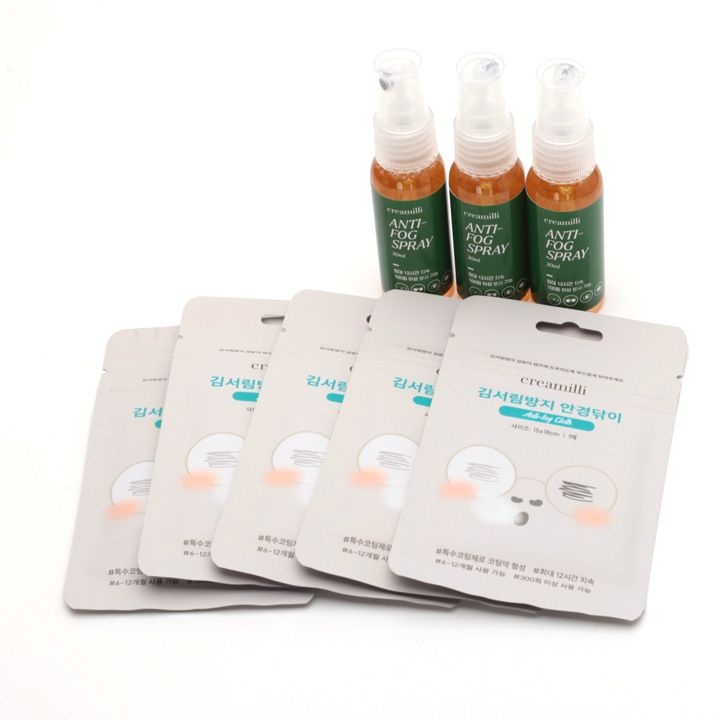 씨엠에이글로벌 국산 김서림방지 스프레이 안경렌즈 전용 극세사 수건 크리너 안티포그