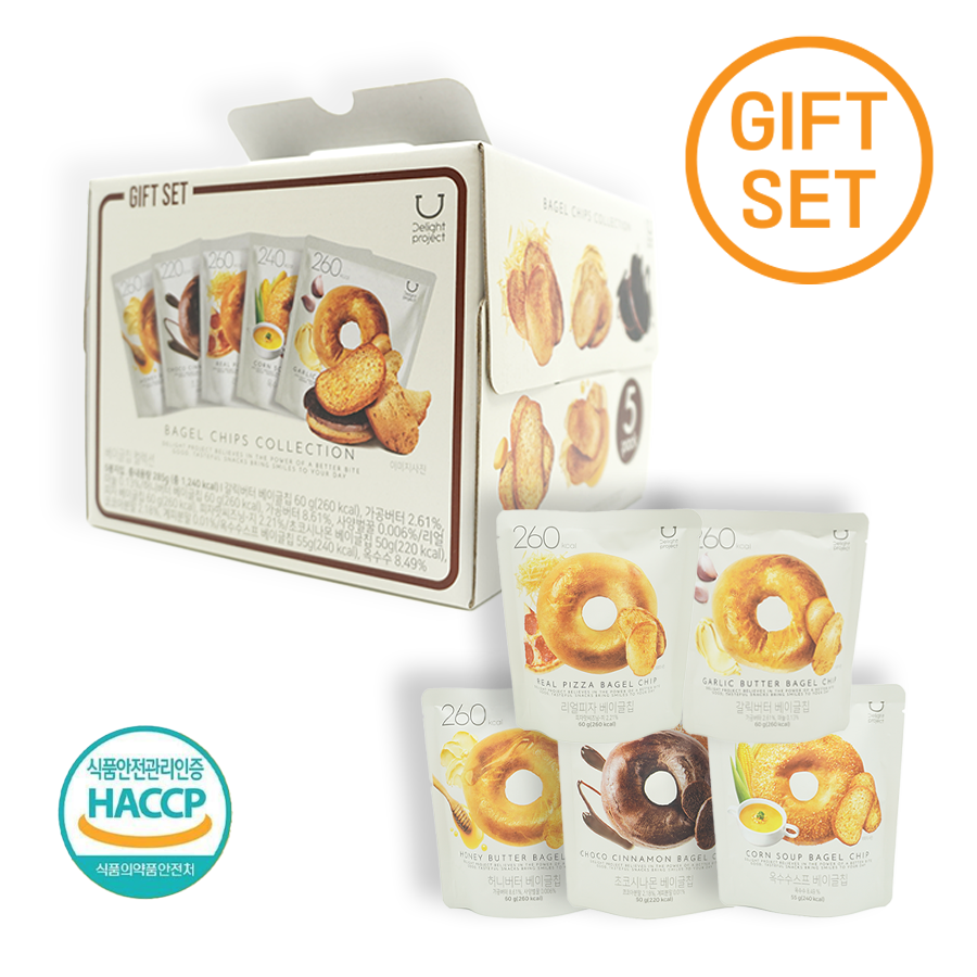 딜라이트 프로젝트 베이글칩 5총 선물세트 (갈릭버터 허니버터 리얼피자 초코시나몬 옥수수스프)