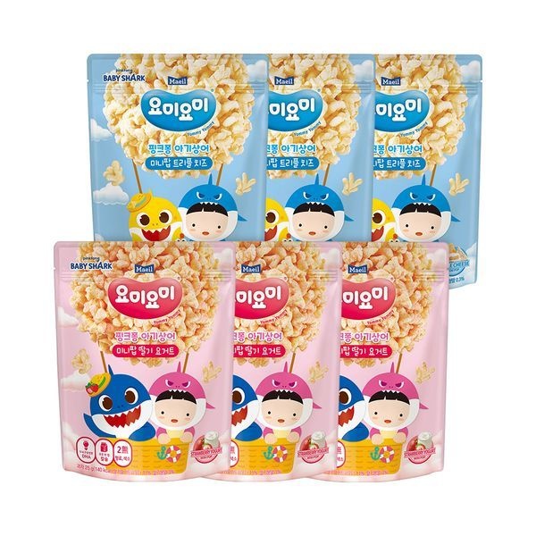 요미요미 [보리보리]요미요미 미니팝 트리플치즈+딸기요거트 총 6봉 (각 3봉) /아이간식 아이과자