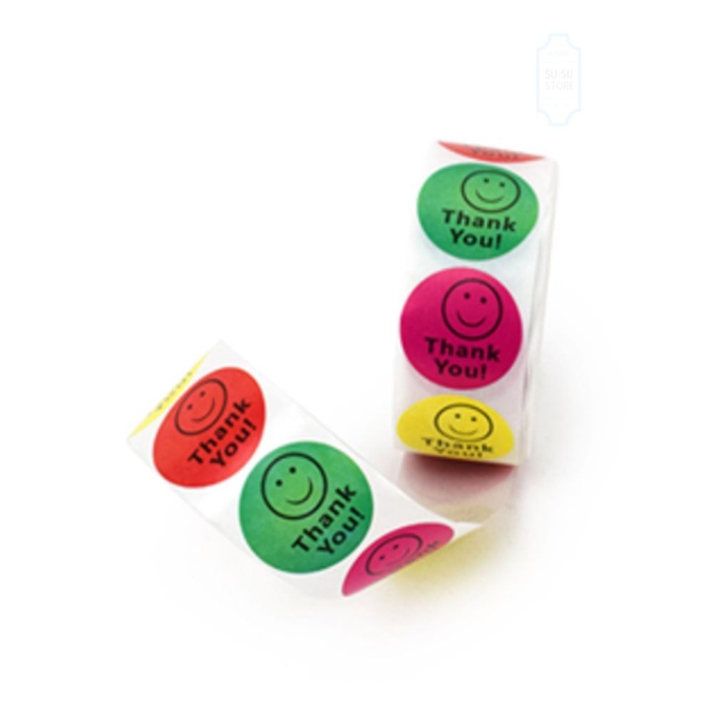 땡큐 원형 롤스티커 땡큐스마일스티커 감사인사선물스티커
