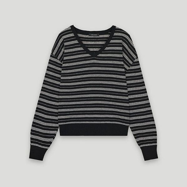 코데즈컴바인 [패션플러스][코데즈컴바인][코데즈컴바인] 브이넥 스트라이프 니트 풀오버 (C_KC-PU302W9) (P003699222)