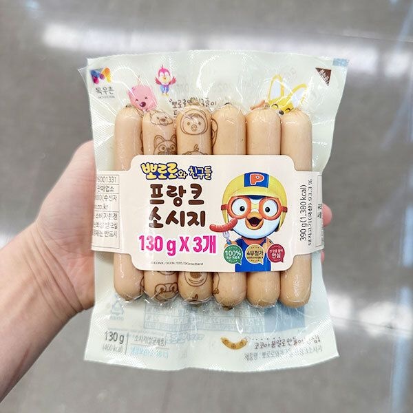 목우촌 뽀로로와 친구들 프랑크 소시지 130g x 3개 아이스박스포장