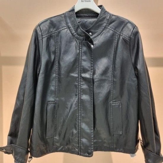 HC34 부드러운느낌 차이나카라 밑단스트링조절포커 페이크가죽점퍼 T2533JK02