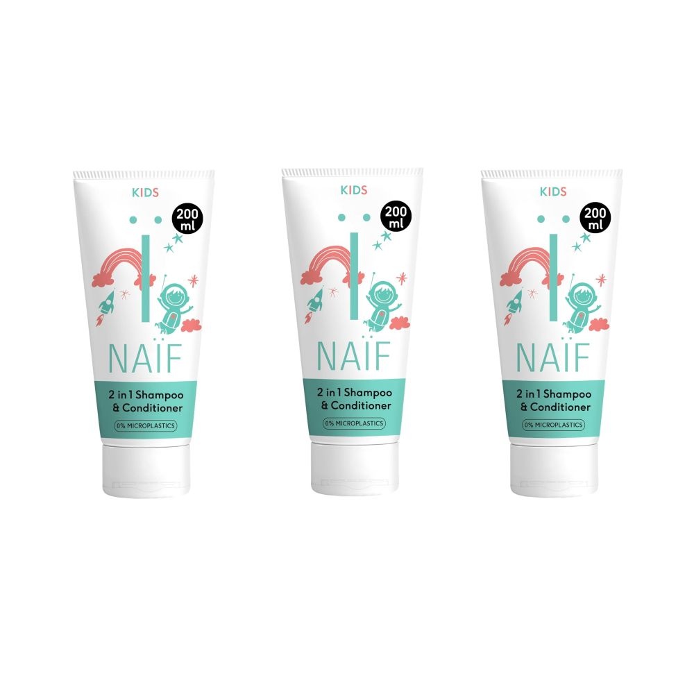 [해외] Naif 나이프 2in1 샴푸 컨디셔너 200ml x 3개 무향 키즈용