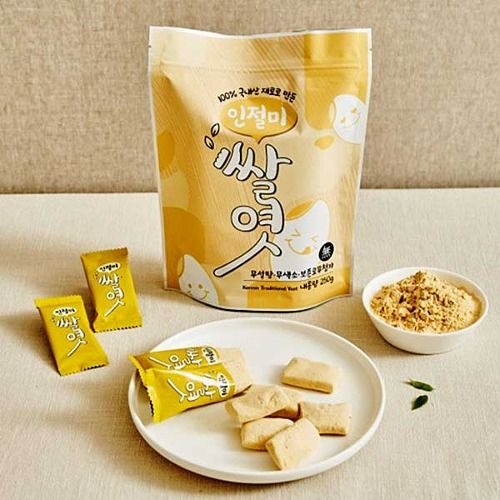 (6봉지) 장수식품 100% 국내산 콩가루 인절미 쌀 엿 과자 250g