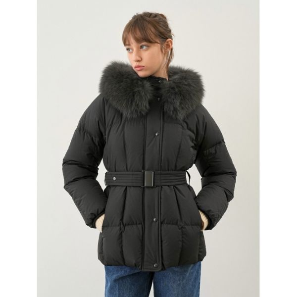 ON&ON Hood Fur Belted Slim Goose Jumper NEP4XMA03_10 707333