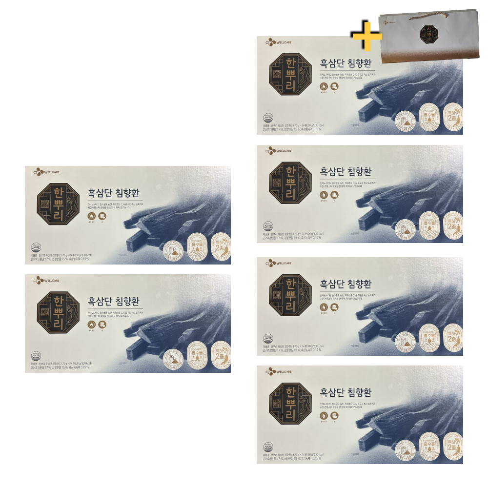 CJ 한뿌리 흑삼단 침향환 선물세트 24환 6박스