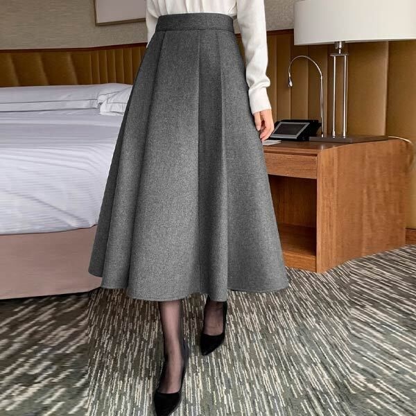 뮬랑 협력업체 뮬랑 (뮬랑) M. 볼륨 플레어 울 스커트[스커트C1024Q01]