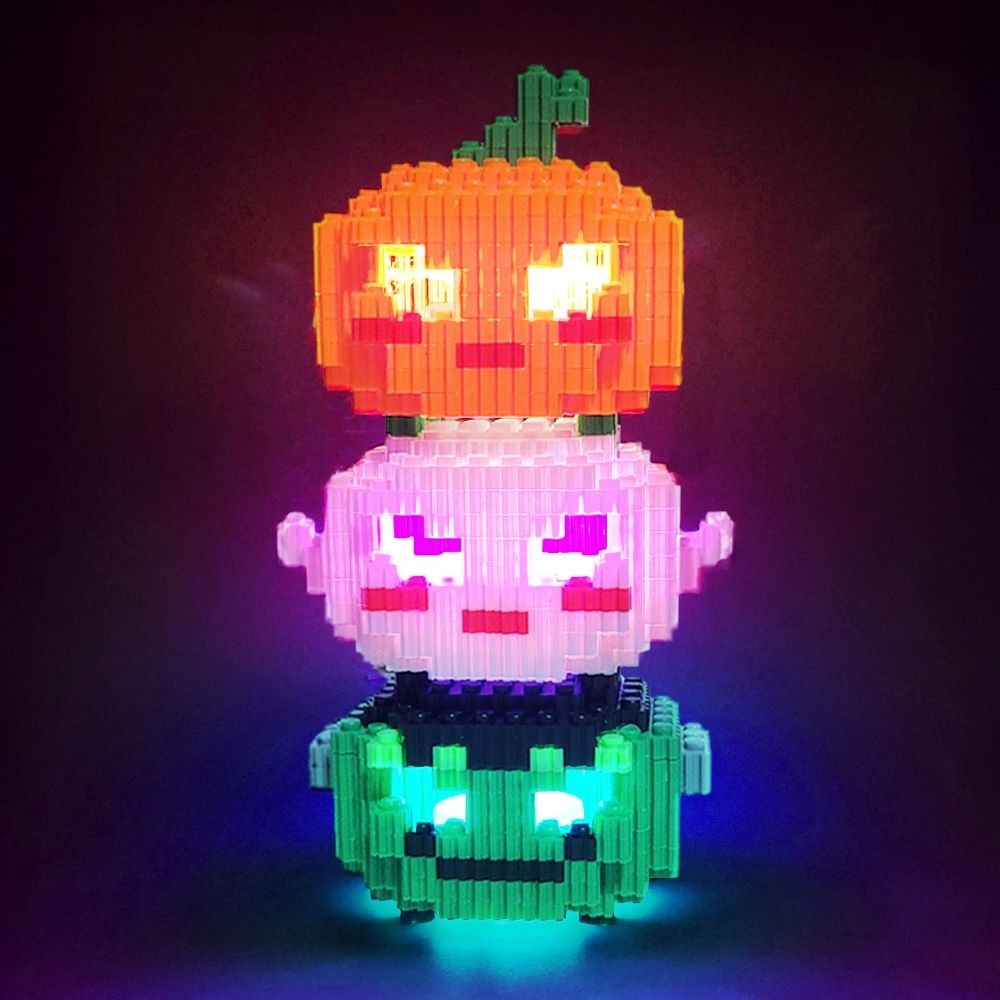 디폼블럭 8mm 3D 입체 할로윈 호박 벽걸이 LED 무드등 만들기 키트 / 유령 몬스터
