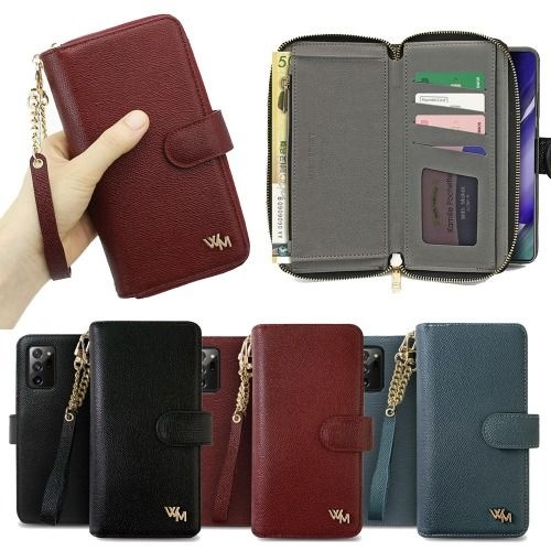 갤럭시 퀀텀2 A52 A42 점프 A32 버디 와이드5 A12 M12케이스-다나 천연가죽 지퍼 다이어리 케이스/기종선택