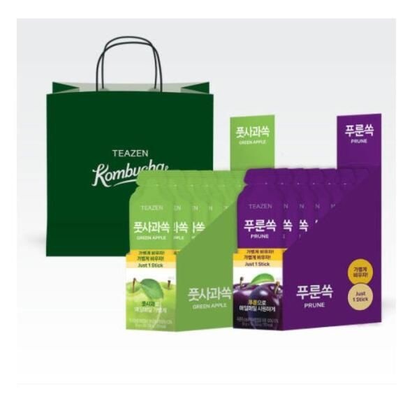 웰파인 [셀러허브 식품] 티젠 푸룬쏙  풋사과쏙 콤부차 발효액 스틱 선물세트