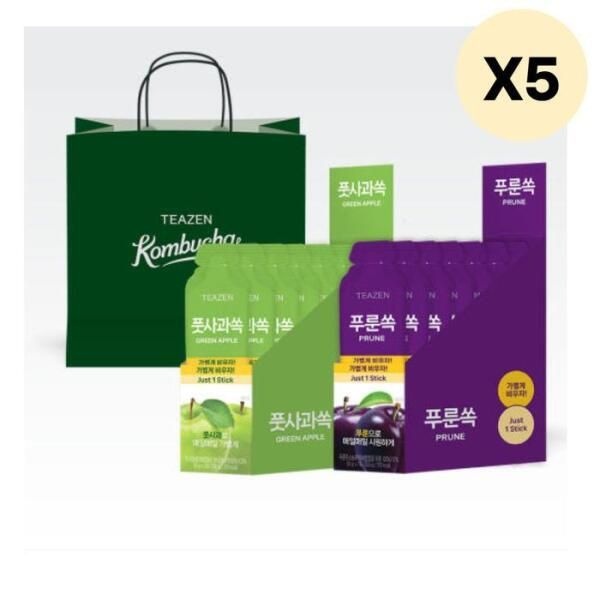 웰파인 [셀러허브 식품] 티젠 푸룬쏙  풋사과쏙 콤부차 스틱 단체 선물 5세트