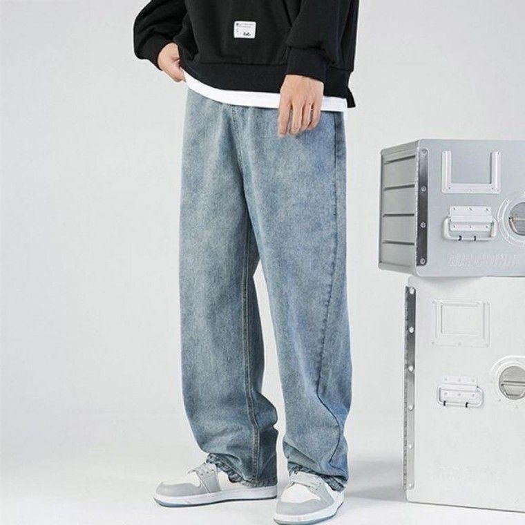 나은상점 듀얼컬러 베이직젠틀맨 레트로 워싱 오버핏 청바지 블루진 트라우저