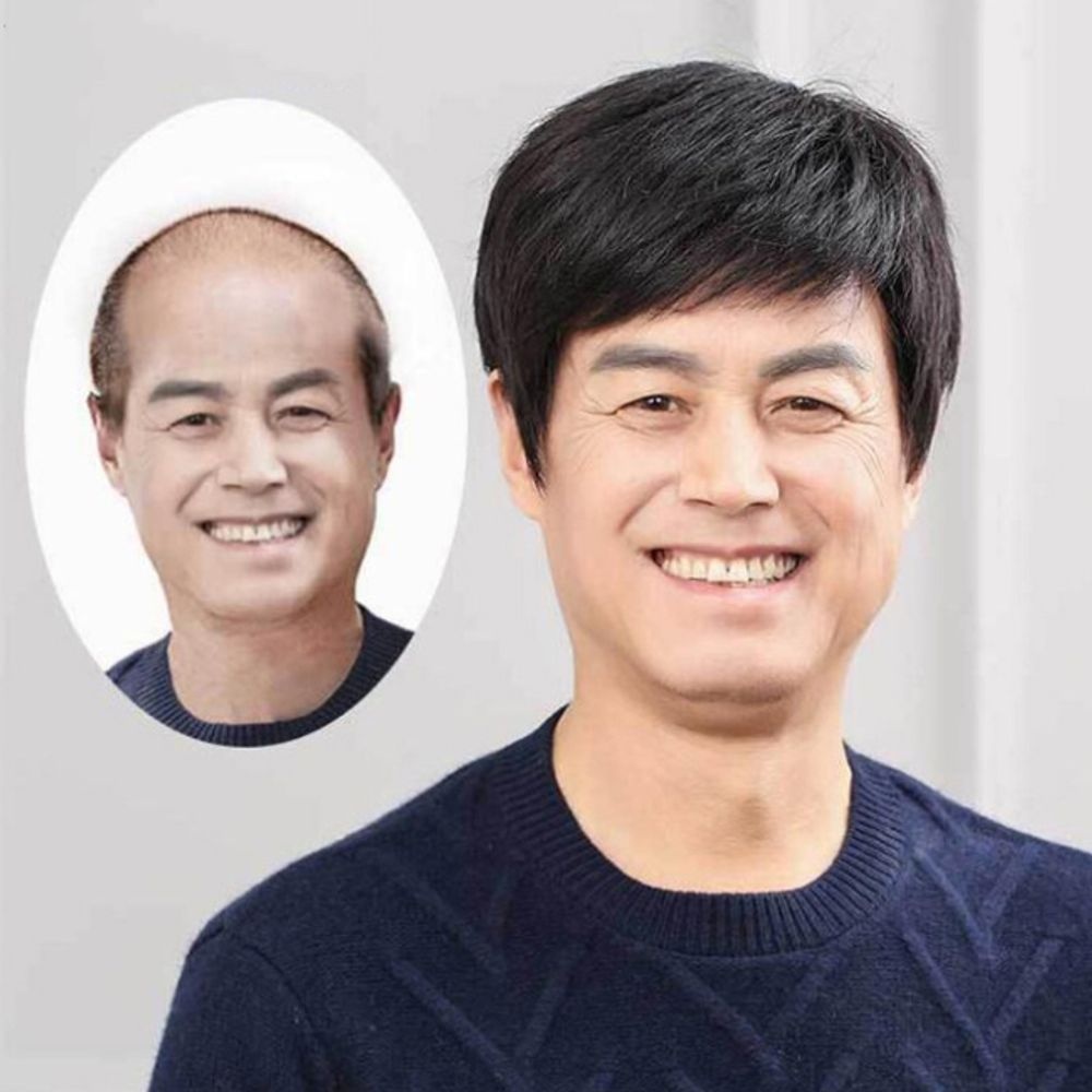 인모 남성용 통가발 자연스러운 중년 전체가발 스타일링 고급가발 편안한가발 인모가발 스타일가발 : 롯데ON