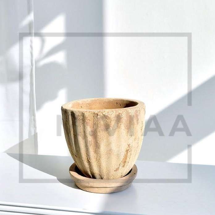 엠비아협력사 엠비아샵2 아쿠아 토분 TC11 17X15CM 받침세트 도기화분 원통형토분 빈티지화분 디자인토분 수입토분 토기화분