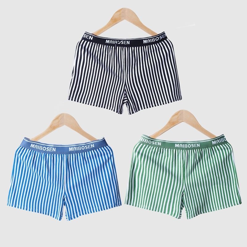 원업글로벌협력사 [해외] 순면 줄무늬 남자 사각팬티 트렁크 속옷 편한 쿨 3개입