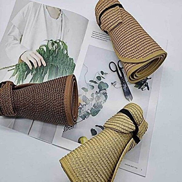 썬캡 여성모자 진베이지 선캡모자 리본 돌돌이 (WF41627)