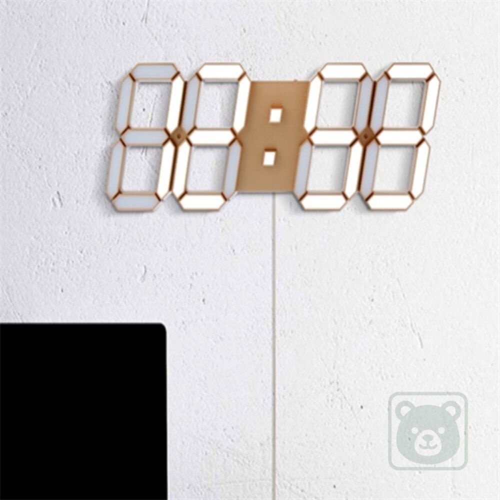 꼭필스 대형 전자 LED벽시계 거실LED시계 벽걸이LED시계 골드벽시계