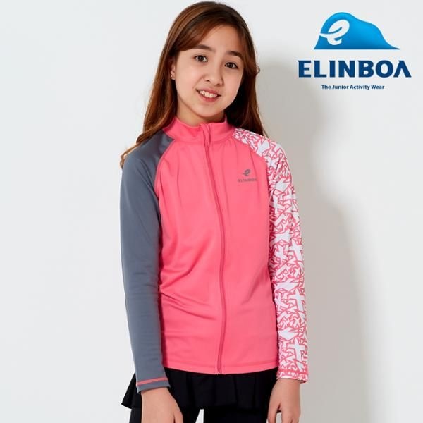 [엘인보아][보리보리]주니어 집업래쉬가드 티셔츠_버드코랄