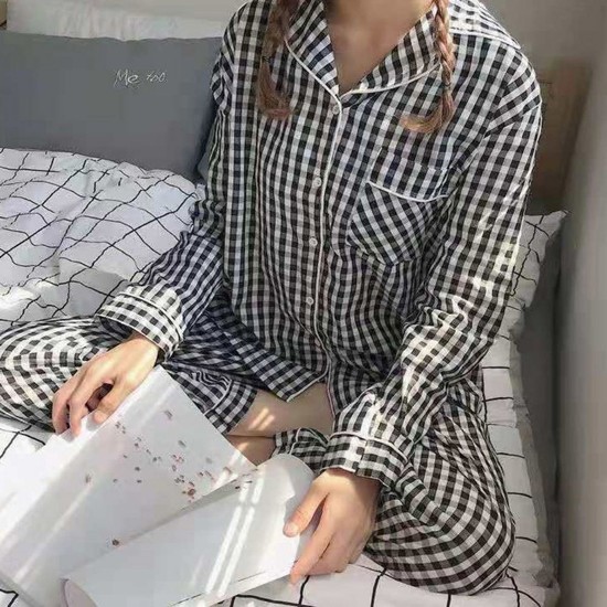 잠옷 파자마 홈웨어 체크 무늬 착용감 좋은 기본 스타일 여성