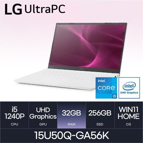 LG LG HMC/ 울트라PC / 15U50Q-GA56K - D4 RAM 32GB NVMe 256GB WIN11 인텔 i5-1240P 423224