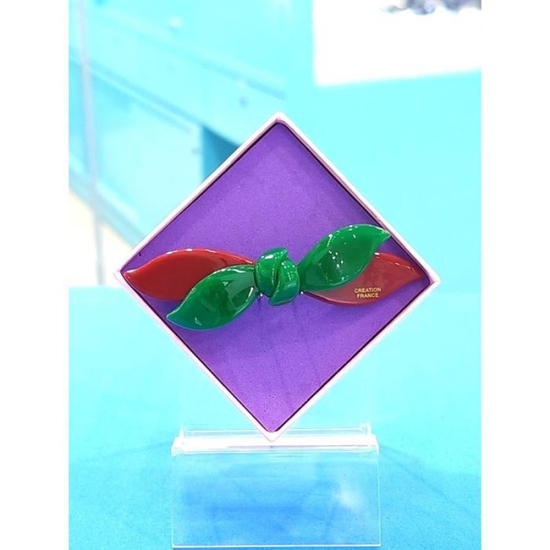 로뎀 세이브존05 프랑스 더블 리본 스몰 포인트 자동핀(레드그린) RDD24030093 (16334300)