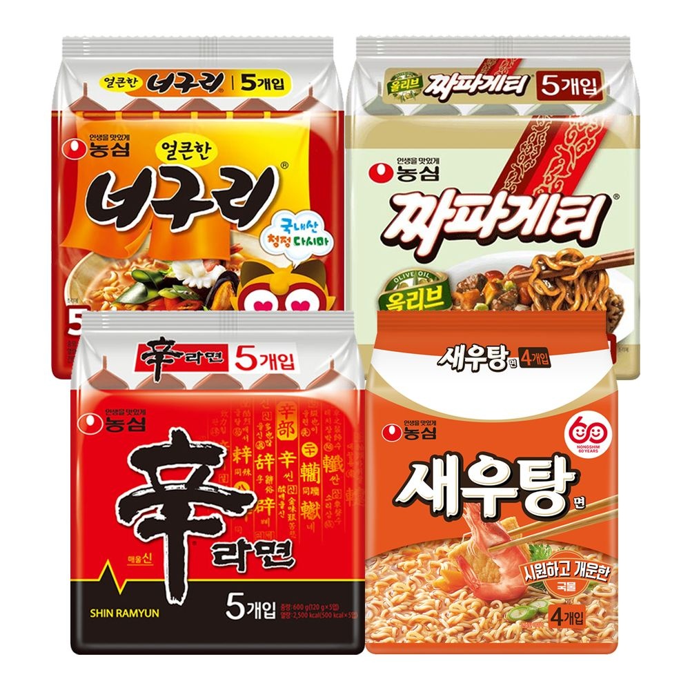 농심 농심 봉지라면 혼합 19봉 (신라면5+새우탕면4+너구리5+짜파게티5)