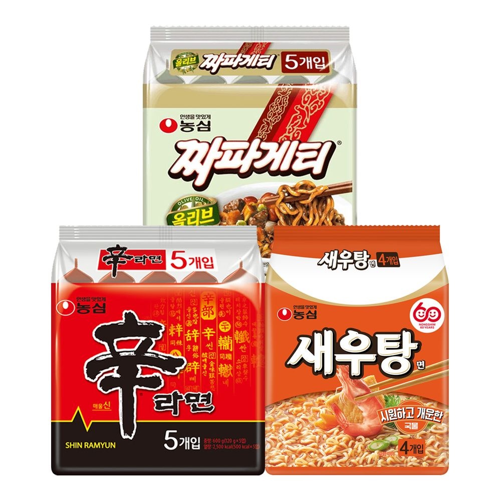 농심 농심 봉지라면 혼합 14봉 (신라면5+새우탕면4+짜파게티5)