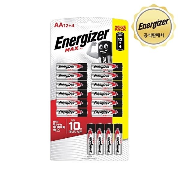 에너자이저 [에너자이저]에너자이저 알카라인 맥스 건전지 AA 12입+4입 + AA 12입+4입