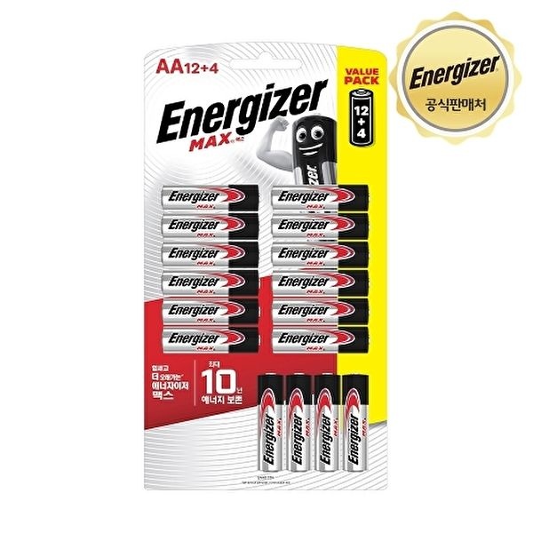 에너자이저 [에너자이저]에너자이저 알카라인 맥스 건전지 AA 12입 + 4입