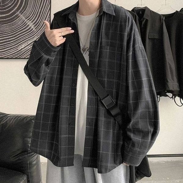 알티피아 남성 베이직디자인 포켓 오버핏 긴팔 체크 셔츠 남방 (WE70437)