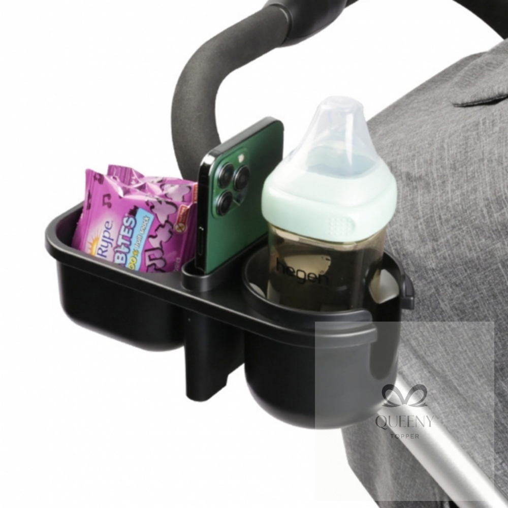 queeny co. 퀴니 3IN1 유모차 컵홀더 스마트폰거치대 블랙 유모차홀더 유모차걸이 핸드폰홀더