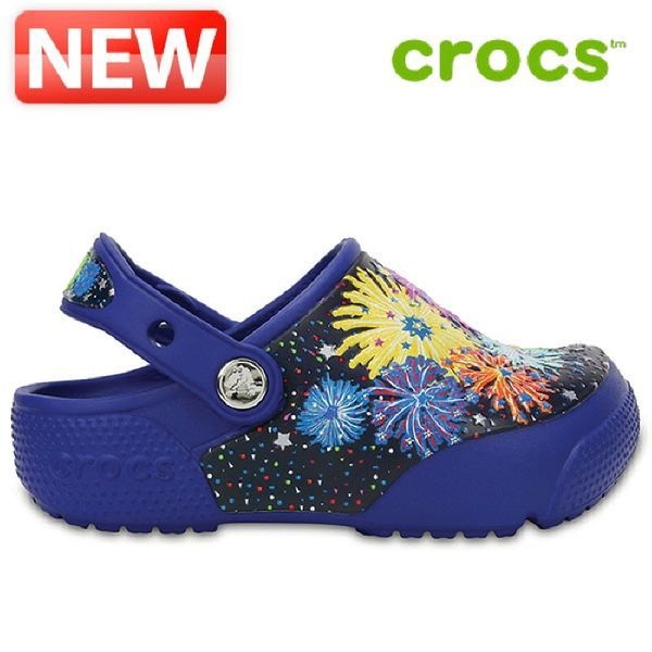 크록스 [하프클럽]크록스 아동샌달 /H7- 204490-4O5 / Crocs FunLab Lights Fireworks Clogs Cerulean Blue 키즈화 아동샌달