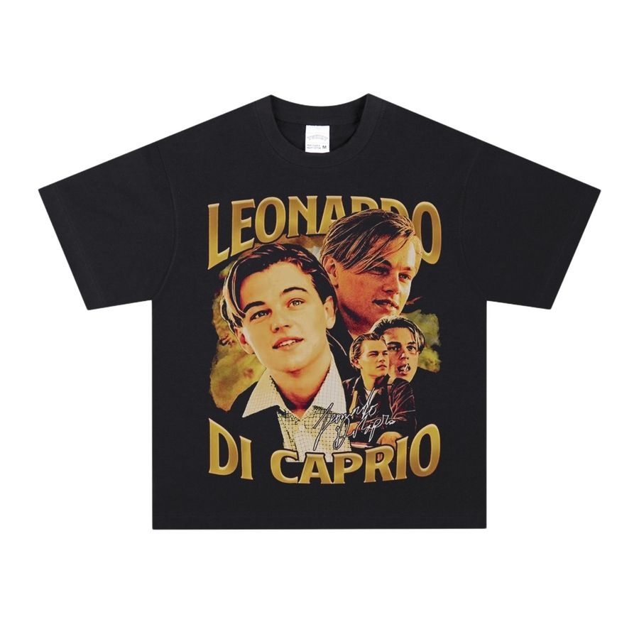레오나르도 디카프리오 순면 반팔티 블랙 씹덕티 빈티지 티셔츠 레트로