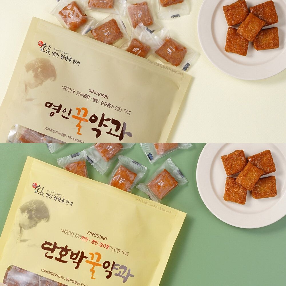 김규흔 한과 페스츄리 꿀약과 (파우치형) 500g + 단호박 꿀약과 (파우치형) ...
