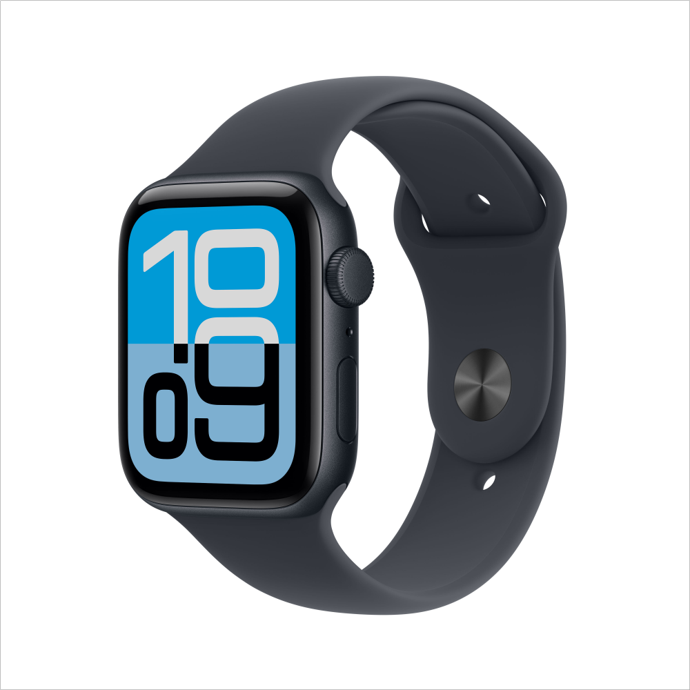 Apple 애플워치 SE 3 GPS 44mm 미드나이트 알루미늄 케이스 미드나이트 스포츠 밴드 (S/M) MEHN4KH/A