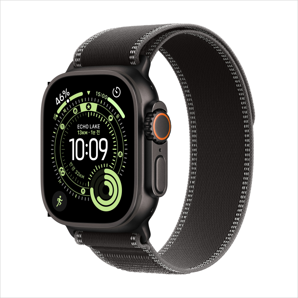 Apple 애플워치 울트라 3 셀룰러 49mm 블랙 티타늄 케이스 블랙차콜 트레일 루프 (M/L) MF1H4KH/A