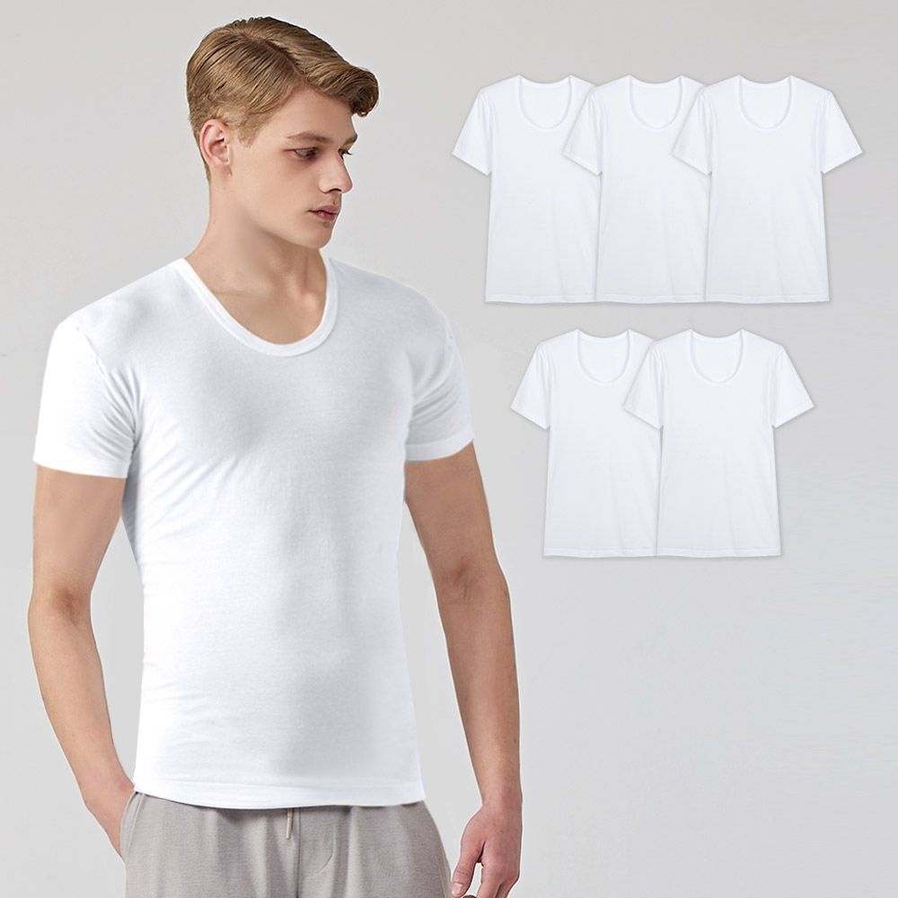 트라이 남성 U넥 반팔 런닝 5매