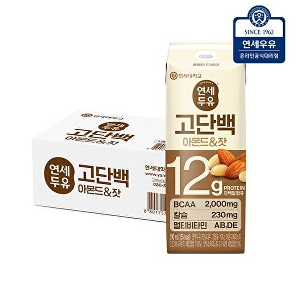 [연세대학교 연세우유]연세두유 고단백 프로틴 아몬드 잣 두유 190ml x 24팩