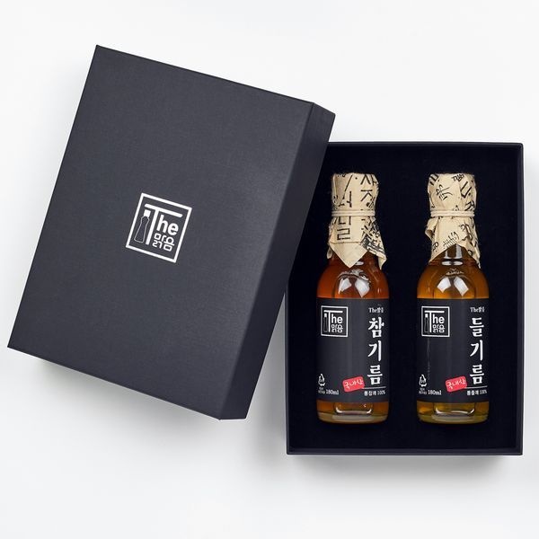 [하프클럽]더맑음 선물세트 A 국내산 참기름 180ml + 들기름 180ml