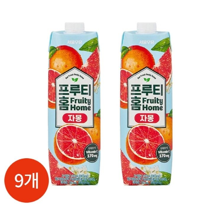 (서울우유) 프루티 홈 자몽 1000mLx9개